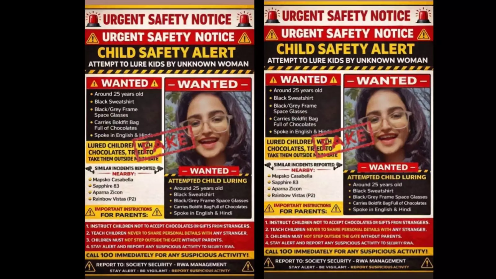 గేటెడ్ కమ్యూనిటీల్లో పిల్లలను మాయ చేస్తున్న మహిళ? వైరల్ సందేశం తప్పుడు: పోలీసులు గేటెడ్ కమ్యూనిటీల్లో పిల్లలను మాయ చేస్తున్న మహిళ? వైరల్ సందేశం తప్పుడు: పోలీసులు