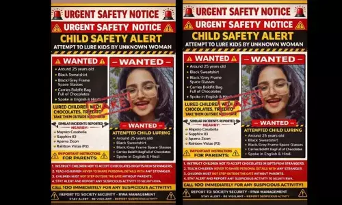 గేటెడ్ కమ్యూనిటీల్లో పిల్లలను మాయ చేస్తున్న మహిళ? వైరల్ సందేశం తప్పుడు: పోలీసులు