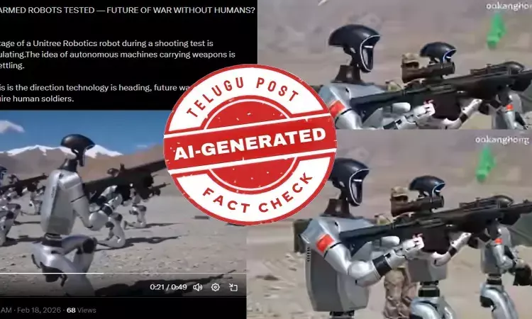 ఫ్యాక్ట్ చెక్: యుద్ధానికి సిద్ధమైన రోబోలు అంటూ వైరల్ అవుతున్న వీడియోను ఏఐ ద్వారా సృష్టించారు