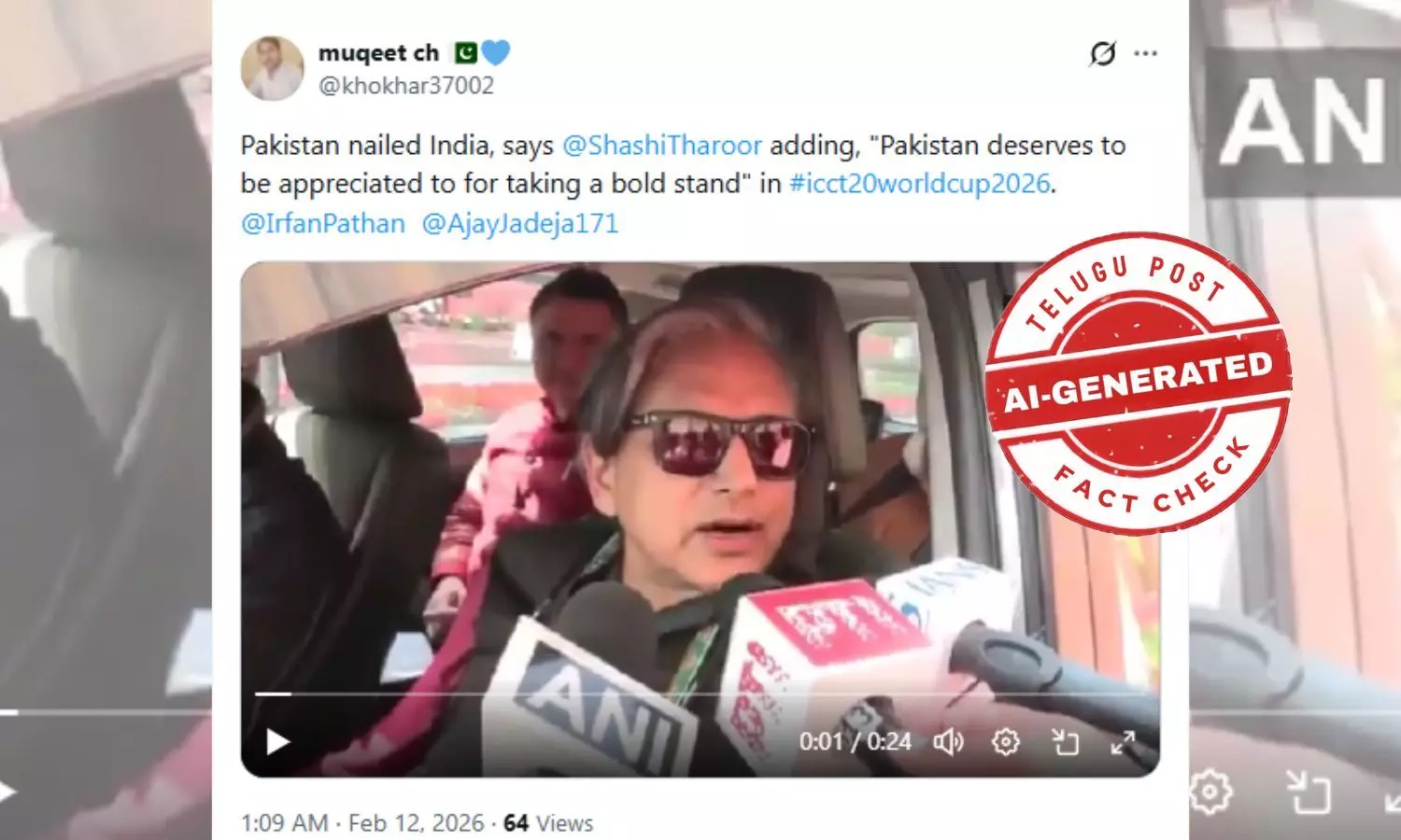 Fact check: Viral video claiming Shashi Tharoor praised Pakistan Cricket Board is fake Fact check: Viral video claiming Shashi Tharoor praised Pakistan Cricket Board is fake