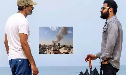 Junior ntrs Dragon film unit, which is shooting in jordan, has escaped a major accident Junior ntrs Dragon film unit, which is shooting in jordan, has escaped a major accident