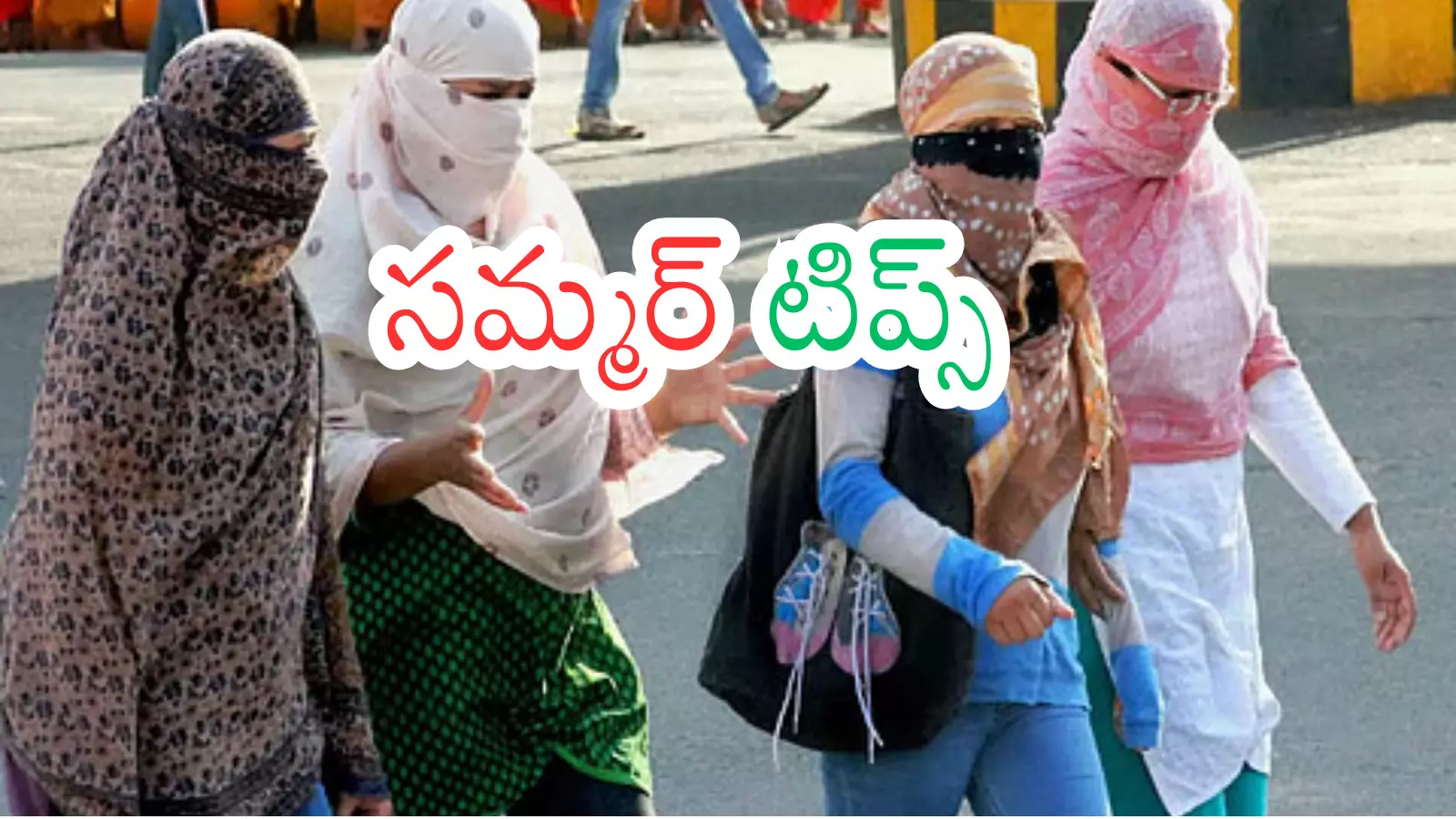 People protecting themselves from intense summer heat in Telugu states during a severe heatwave.