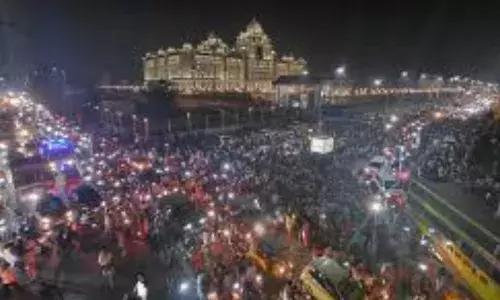 fans in hyderabad took to the streets to celebrate team indias victory in the world cup