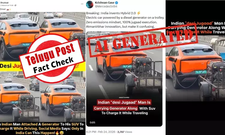 Viral social media post showing generator connected to electric car in India – AI generated video fact check
