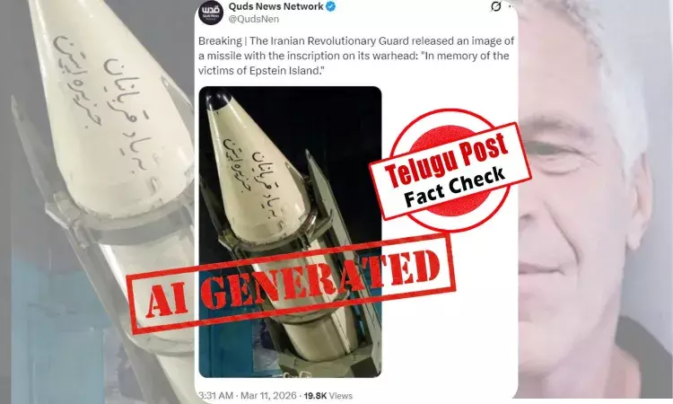 Edited image of Iran missile showing fake Persian text about Epstein victims – Iran missile Epstein claim fact check