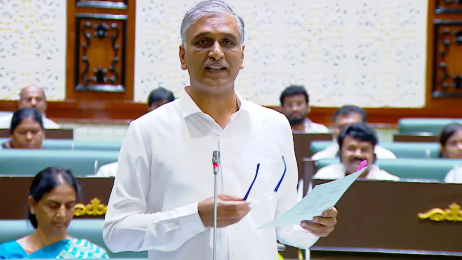 brs leader harish rao said that the congress government in telangana has weakened arogya sri
