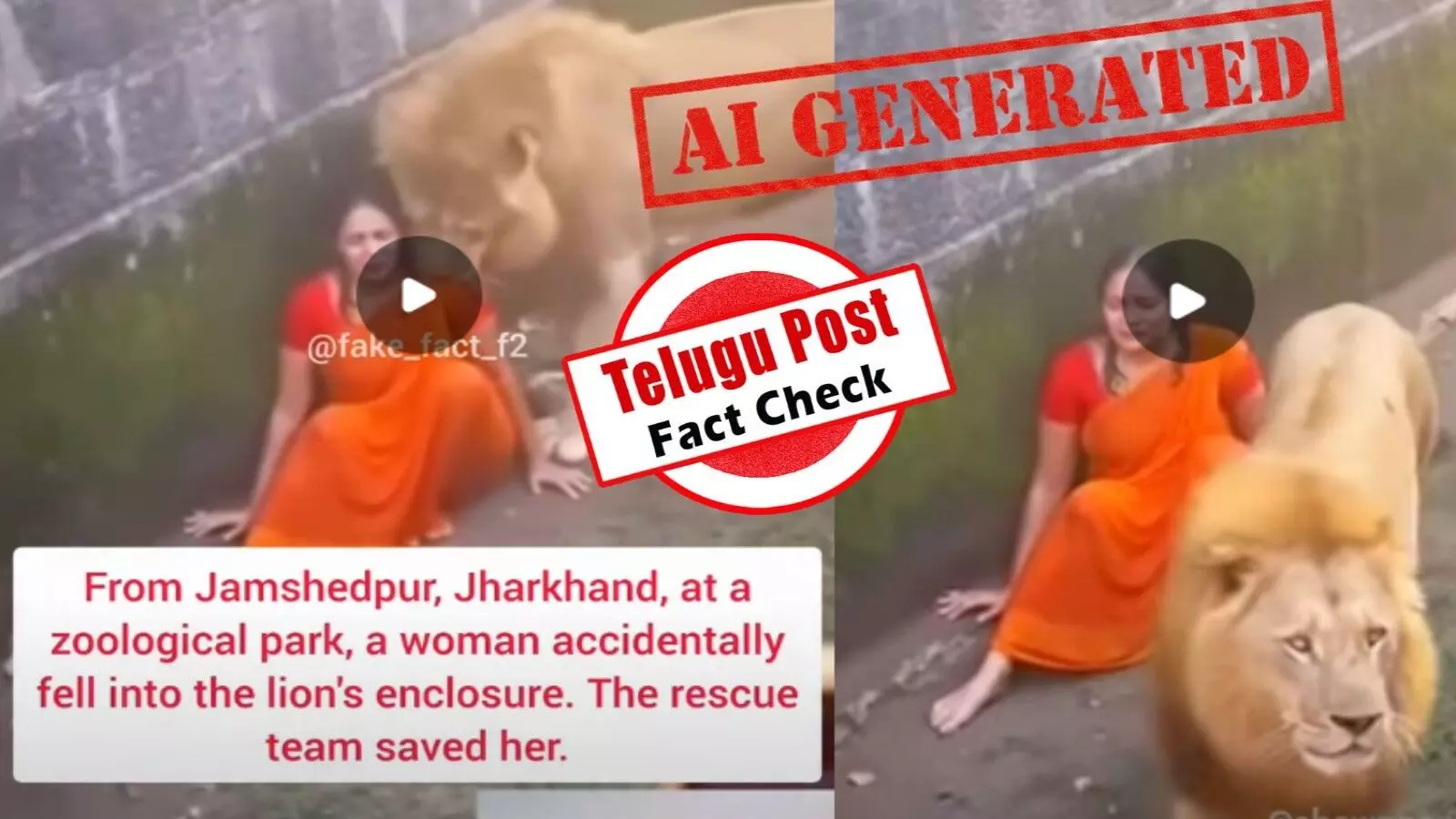 ఫ్యాక్ట్ చెక్: ఏఐ వీడియోను ఓ మహిళ జూ లోని సింహాల ఎన్ క్లోజర్ లోకి దూకేసినా ఎలాంటి ప్రమాదం జరగలేదంటూ ప్రచారం చేస్తున్నారు