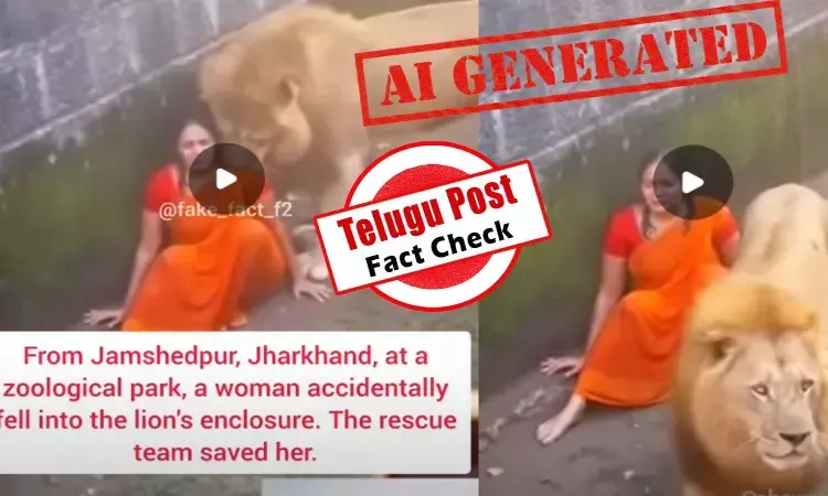 ఫ్యాక్ట్ చెక్: ఏఐ వీడియోను ఓ మహిళ జూ లోని సింహాల ఎన్ క్లోజర్ లోకి దూకేసినా ఎలాంటి ప్రమాదం జరగలేదంటూ ప్రచారం చేస్తున్నారు