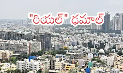 Residential apartment buildings in Hyderabad highlighting the Hyderabad housing sales drop trend in 2026.
