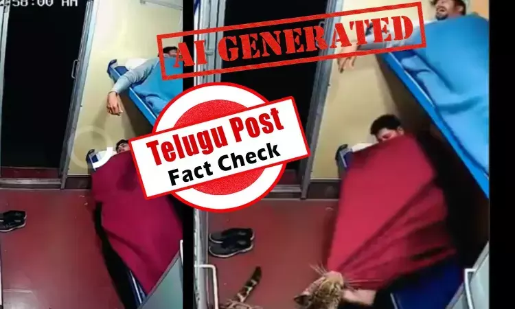 ఫ్యాక్ట్ చెక్: ఏఐ ద్వారా సృష్టించిన వీడియోను చిరుత ట్రైన్ లో నిద్రపోతున్న వారిపై దాడి చేసిందంటూ ప్రచారం చేస్తున్నారు ఫ్యాక్ట్ చెక్: ఏఐ ద్వారా సృష్టించిన వీడియోను చిరుత ట్రైన్ లో నిద్రపోతున్న వారిపై దాడి చేసిందంటూ ప్రచారం చేస్తున్నారు