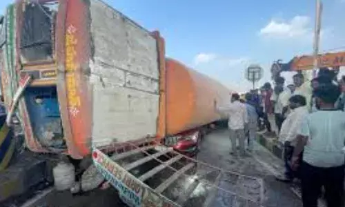 serious road accident occurred at keesara toll gate